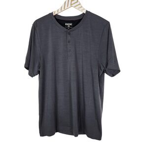 RHONE Shirt Mens Large Gray Henley Short Sleeve Performance Athletic Tech